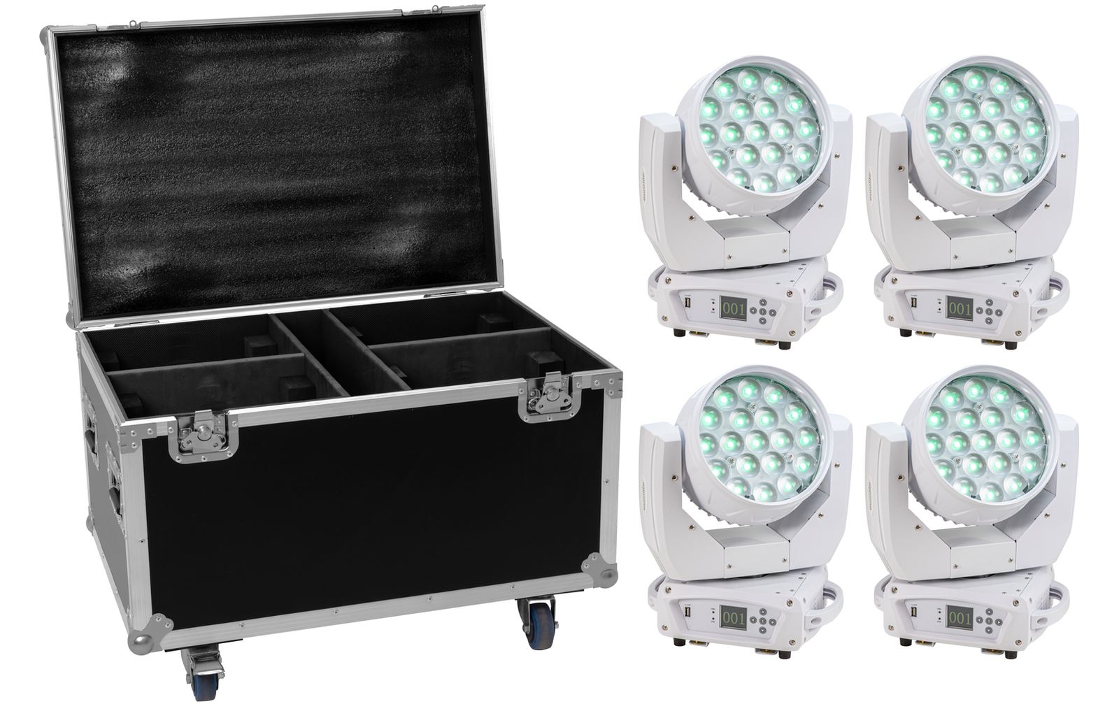 Eurolite Set 4x LED TMH-X4 weiß + Case mit Rollen Eurolite Set 4x LED TMH-X4 weiß + Case mit Rollen von Eurolite