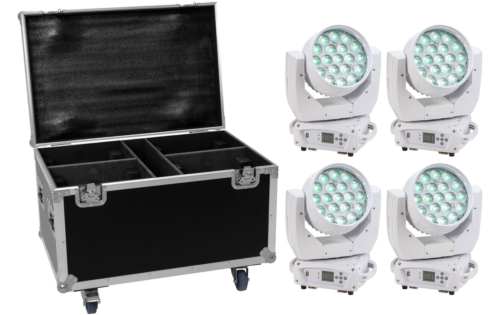 Eurolite Set 4x LED TMH-X4 weiß + Case mit Rollen von Eurolite