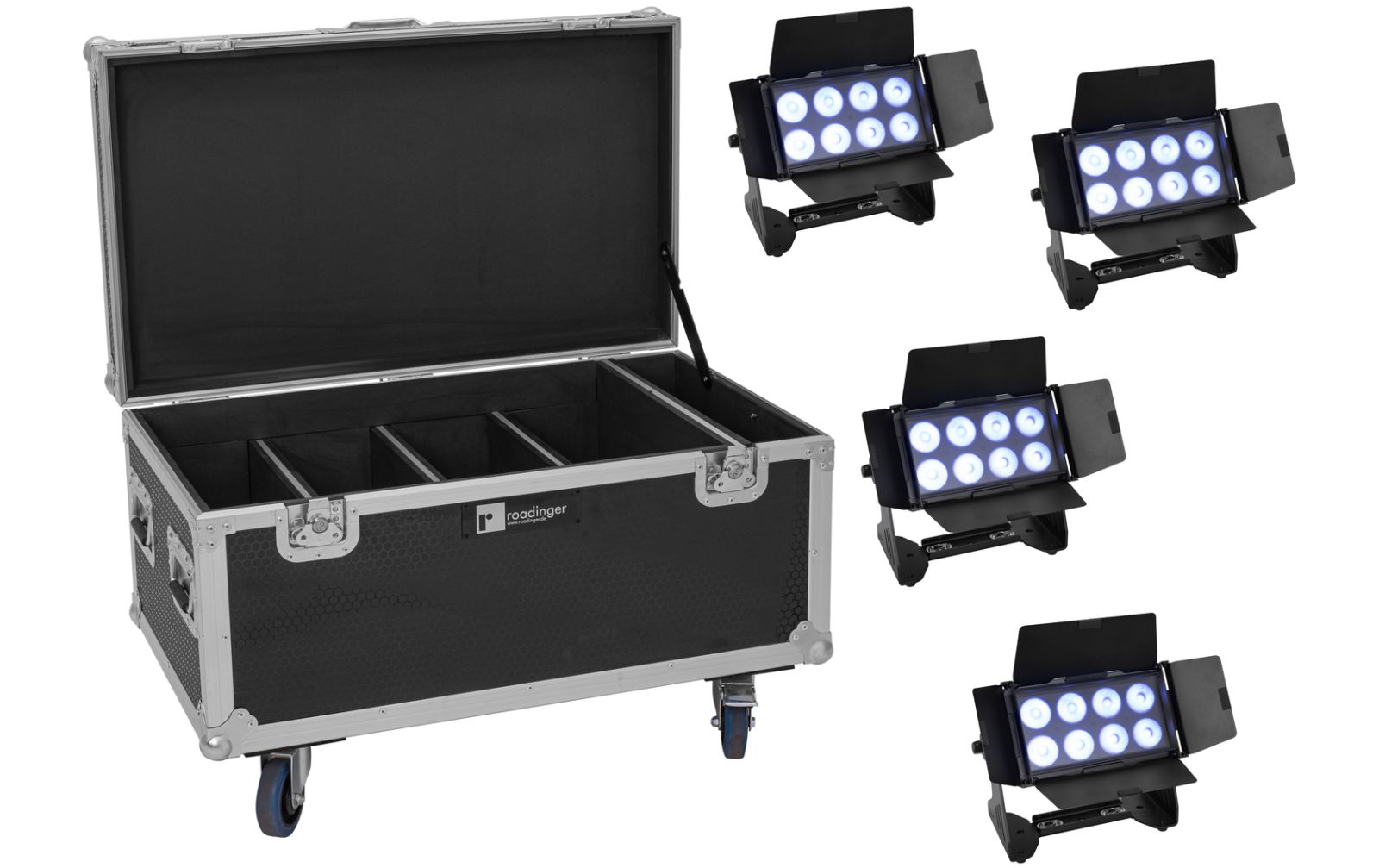 Eurolite Set 4x Multiflood IP 8x10W RGBW Wash CRMX + Case von Eurolite