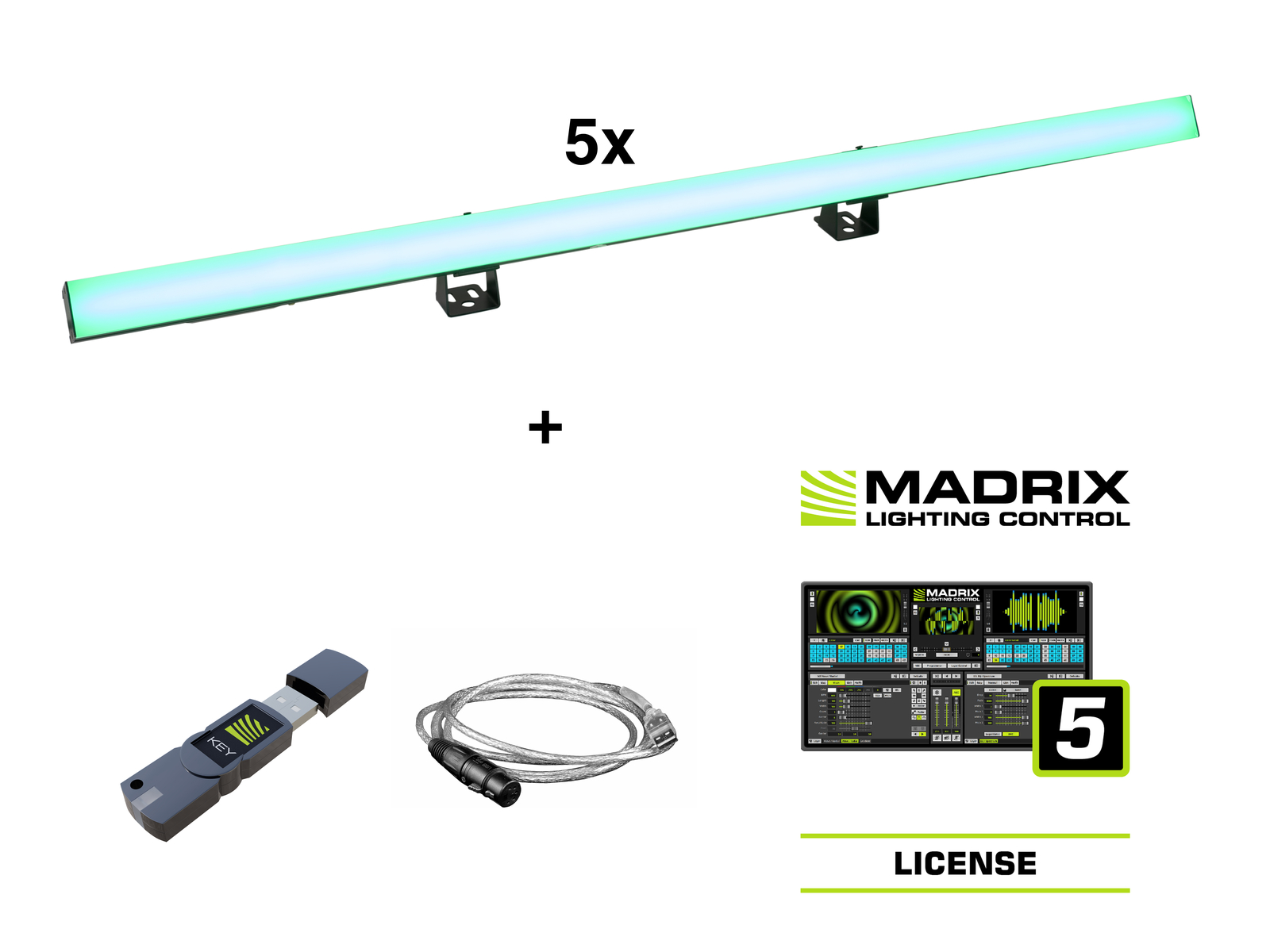Eurolite Set 5x LED PR-100/32 Pixel DMX Rail + Madrix Software von Eurolite