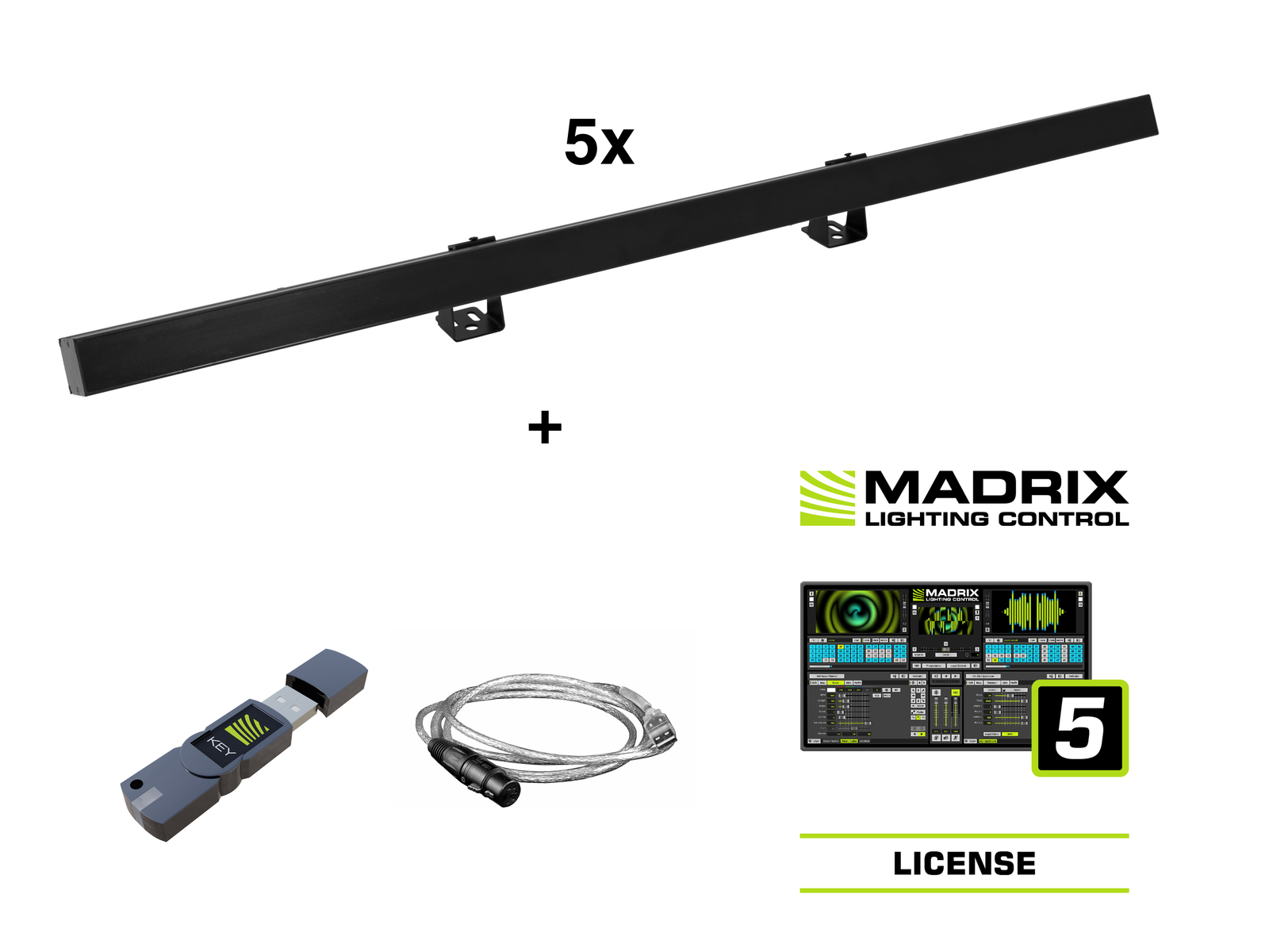 Eurolite Set 5x LED PR-100/32 Pixel DMX Rail sw + Madrix Software von Eurolite