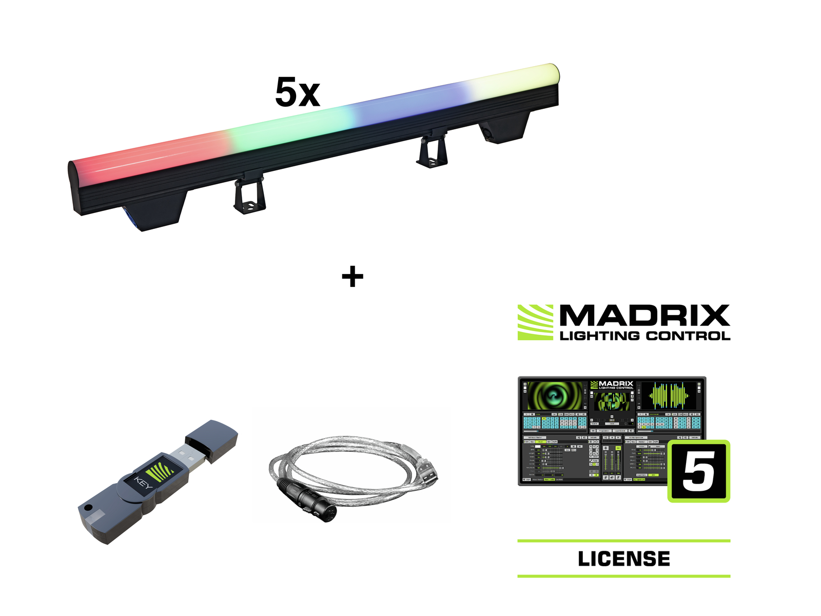 Eurolite Set 5x LED PT-100/32 Pixel DMX Tube + Madrix Software Eurolite Set 5x LED PT-100/32 Pixel DMX Tube + Madrix Software von Eurolite