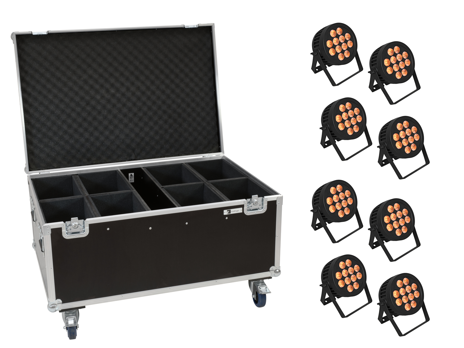 Eurolite Set 8x LED IP PAR 12x8W QCL Spot + Case mit Rollen Eurolite Set 8x LED IP PAR 12x8W QCL Spot + Case mit Rollen von Eurolite