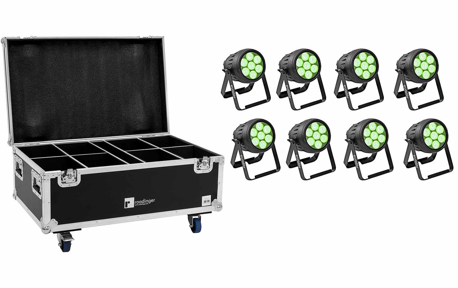 Eurolite Set 8x LED IP PAR 7x10W RGBL Spot + Case Eurolite Set 8x LED IP PAR 7x10W RGBL Spot + Case von Eurolite