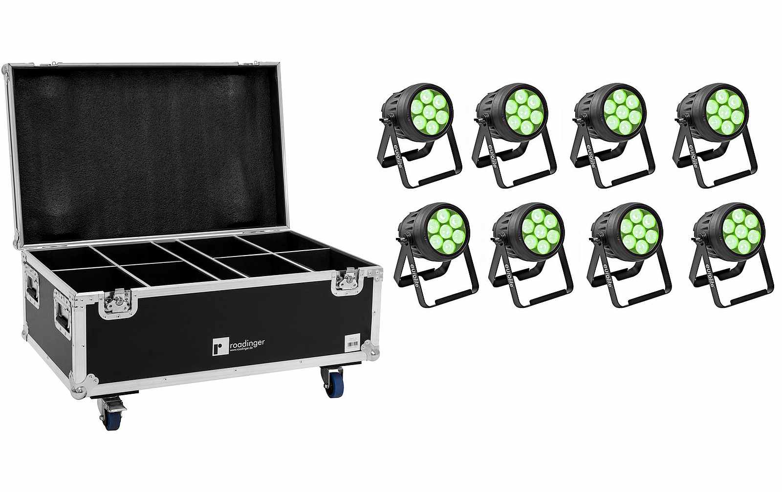 Eurolite Set 8x LED IP PAR 7x10W RGBL Spot + Case von Eurolite