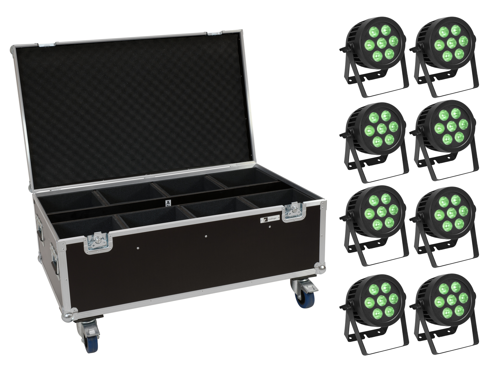 Eurolite Set 8x LED IP PAR 7x8W QCL Spot + Case mit Rollen Eurolite Set 8x LED IP PAR 7x8W QCL Spot + Case mit Rollen von Eurolite
