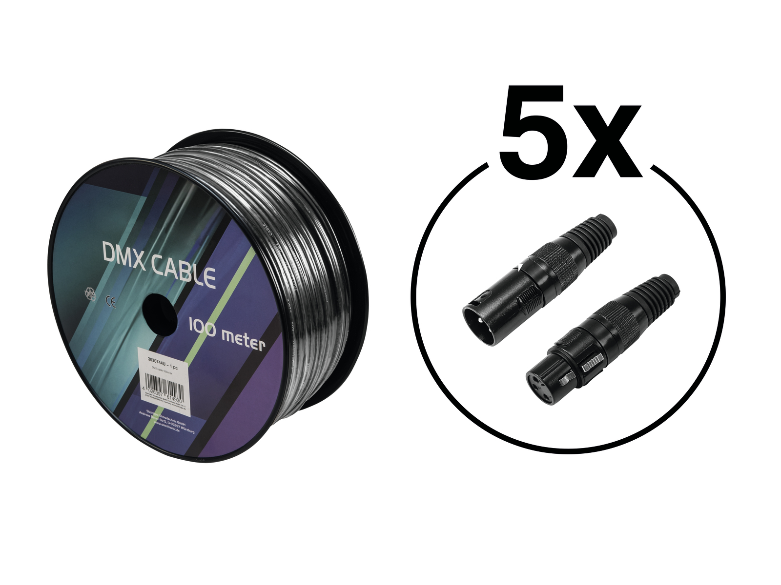 Eurolite Set DMX Kabel 2x0,22 100m sw + 10 Verbinder Eurolite Set DMX Kabel 2x0,22 100m sw + 10 Verbinder von Eurolite