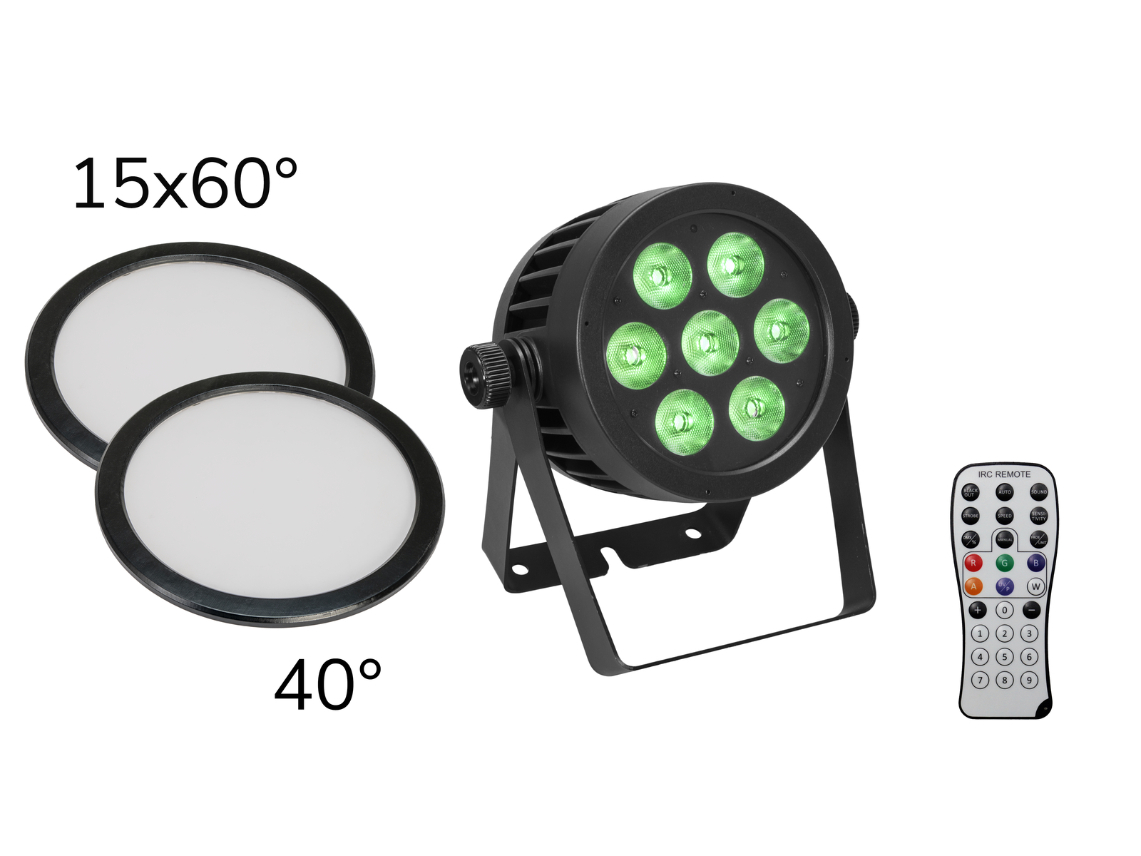 Eurolite Set LED IP PAR 7x8W QCL Spot + 2x Diffusorscheibe (15x60° und 40°) von Eurolite