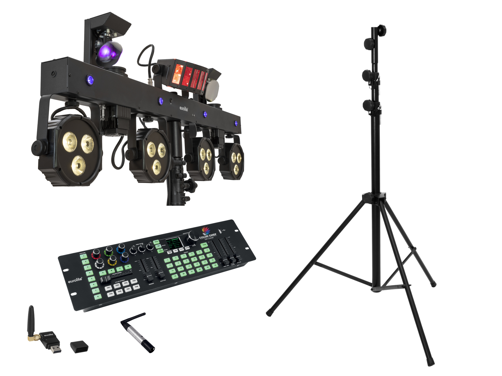 Eurolite Set LED KLS Scan Next FX Kompakt-Lichtset + Controller + Stativ von Eurolite