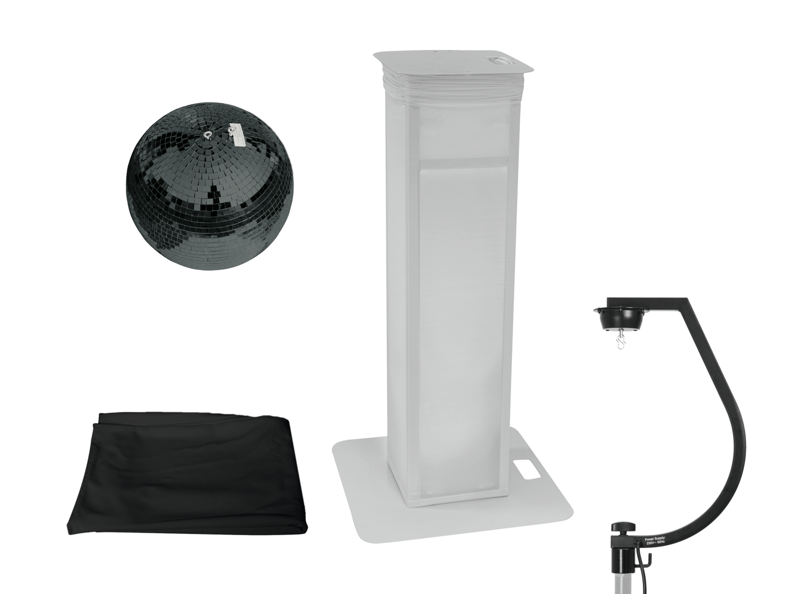 Eurolite Set Spiegelkugel 30cm schwarz mit Stage Stand variabel + Cover schwarz Eurolite Set Spiegelkugel 30cm schwarz mit Stage Stand variabel + Cover schwarz von Eurolite