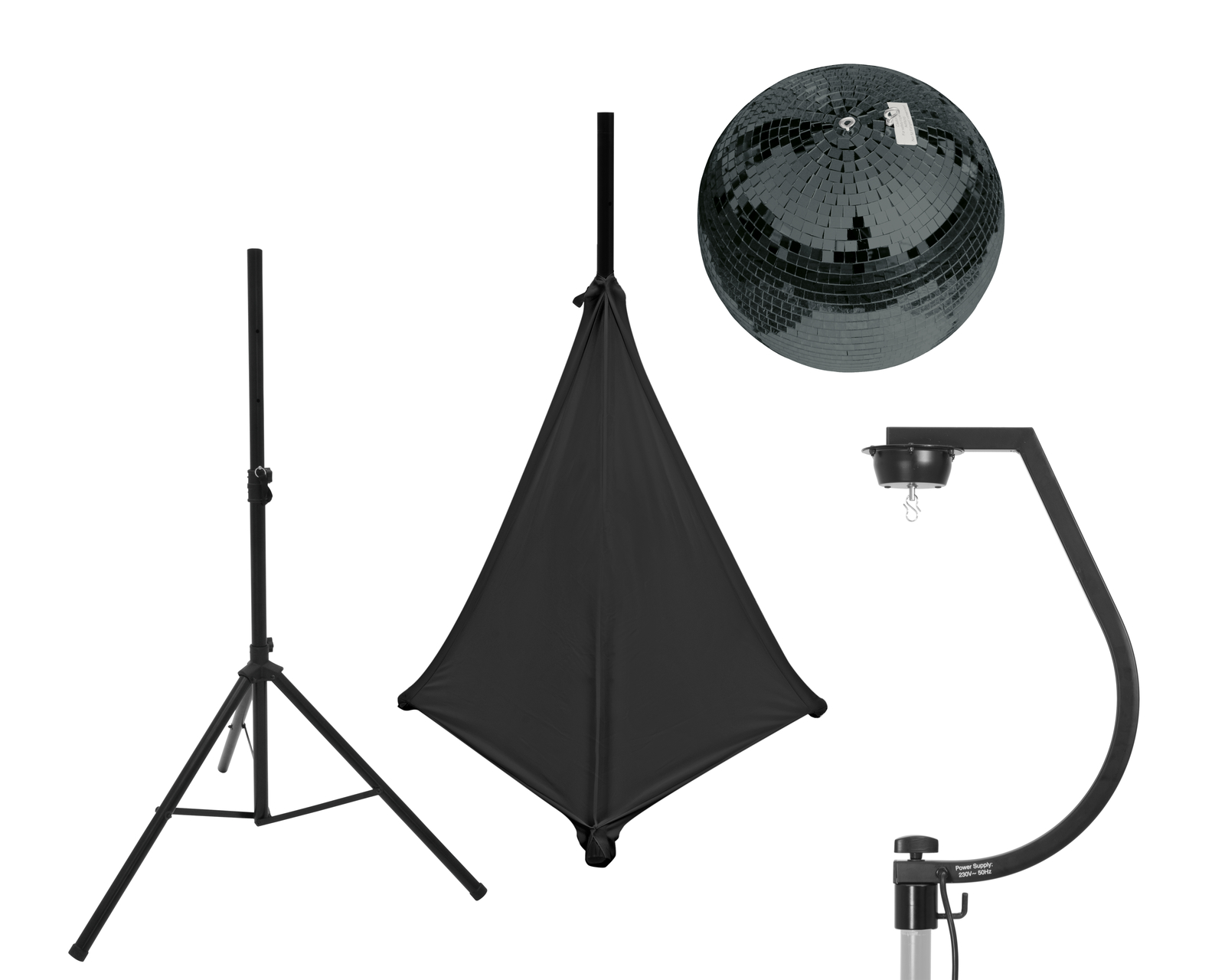 Eurolite Set Spiegelkugel 30cm schwarz mit Stativ und Segel schwarz Eurolite Set Spiegelkugel 30cm schwarz mit Stativ und Segel schwarz von Eurolite