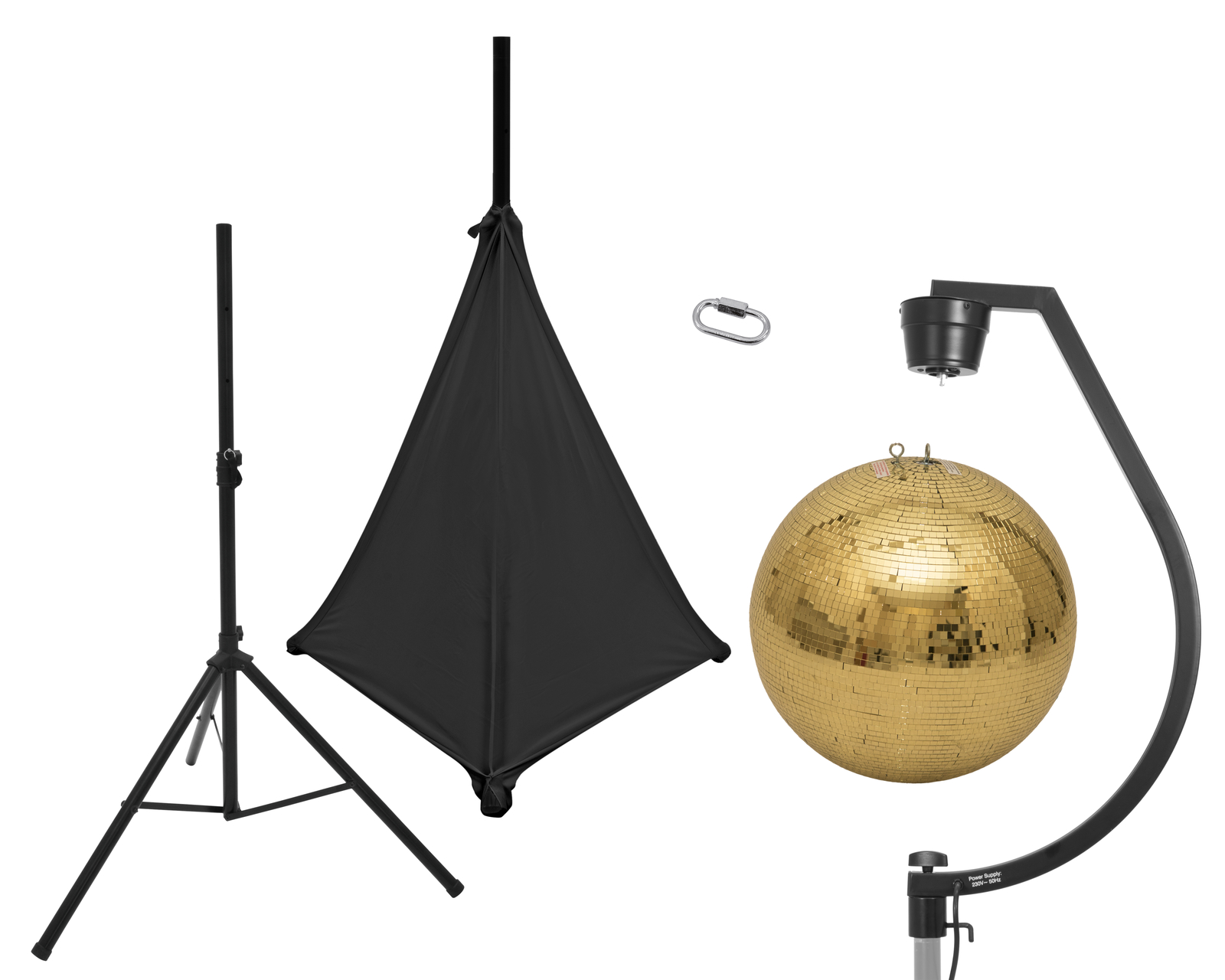 Eurolite Set Spiegelkugel 50cm gold mit Stativ und Segel schwarz Eurolite Set Spiegelkugel 50cm gold mit Stativ und Segel schwarz von Eurolite