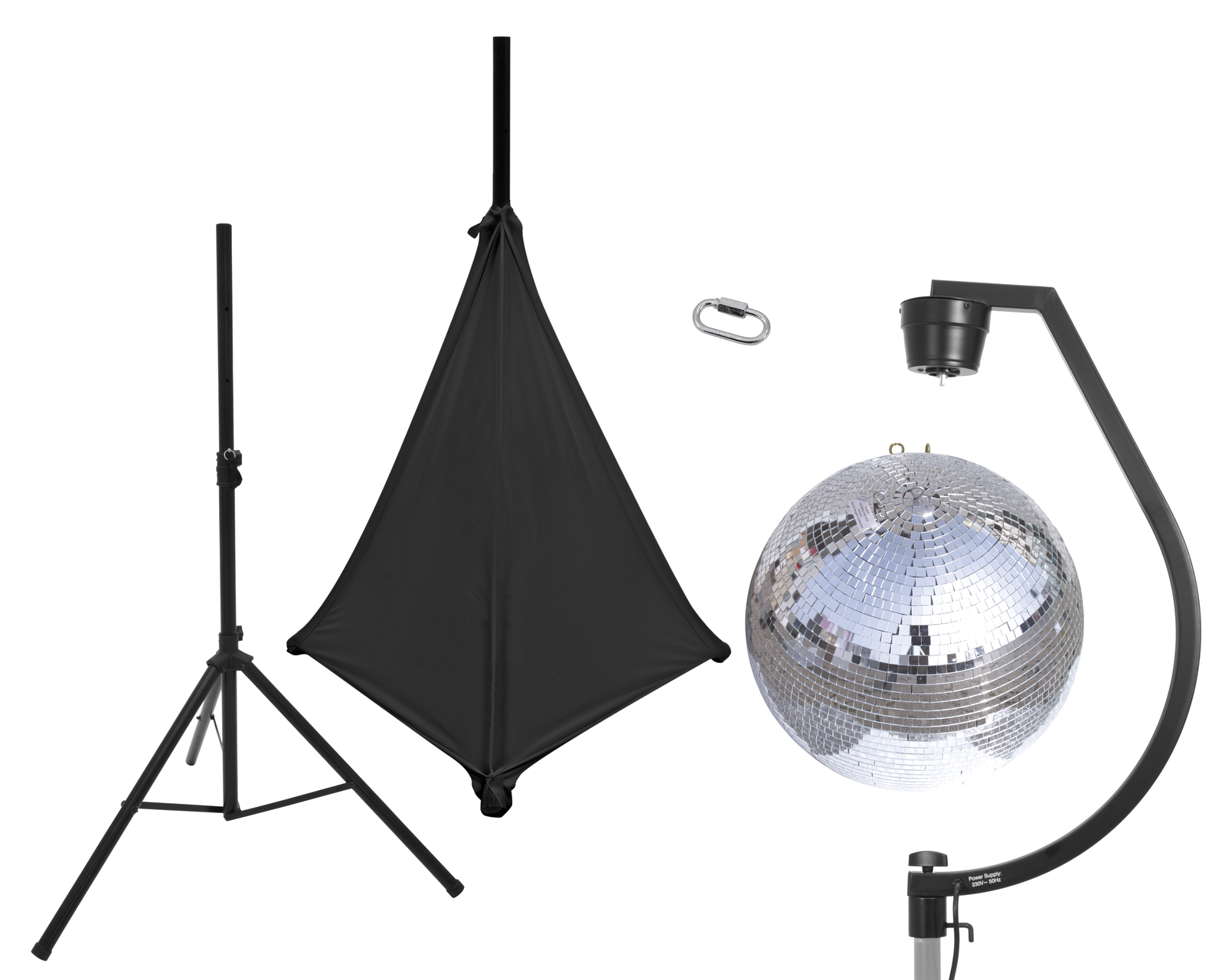Eurolite Set Spiegelkugel 50cm mit Stativ und Segel schwarz Eurolite Set Spiegelkugel 50cm mit Stativ und Segel schwarz von Eurolite