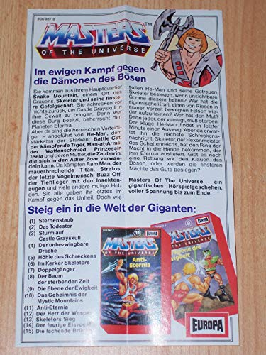 Master of the Universe MotU He-Man Fanartikel MC Flyer Beilage Werbeflyer Werbung für 9 + 11 mit 1-15 Nr. 950987.9 [Musikkassette] von Europa