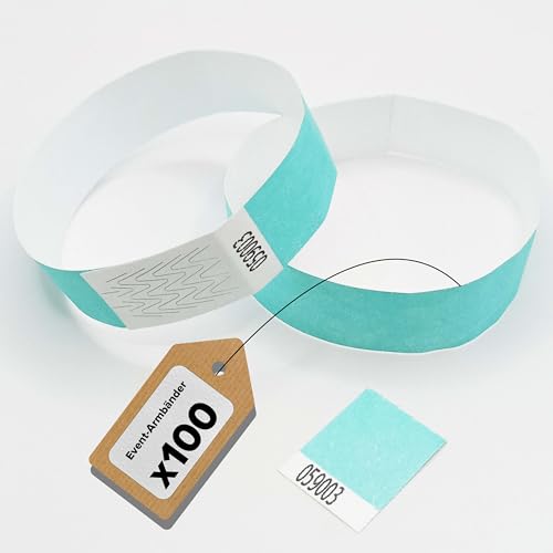 Europaband - 100 Stück Tyvek Armbänder - zur Identifikation bei Veranstaltungen und Partys - reißfest und wasserdicht (Lagune) von Europaband