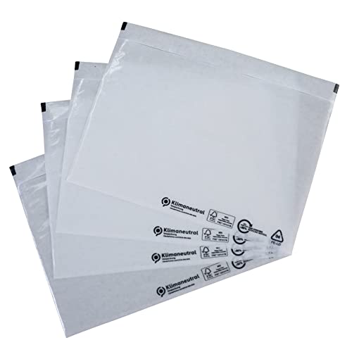 2000 Stück Begleitpapiertaschen transparent DIN C5 (220x155 mm) | neutral und unbedruckt | FSC-zertifiziert | Dokumententaschen C5 / Lieferscheintaschen selbstklebend von Europack24