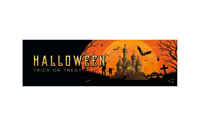 Europalms Halloween Banner, Geisterhaus, 300x90cm von Europalms
