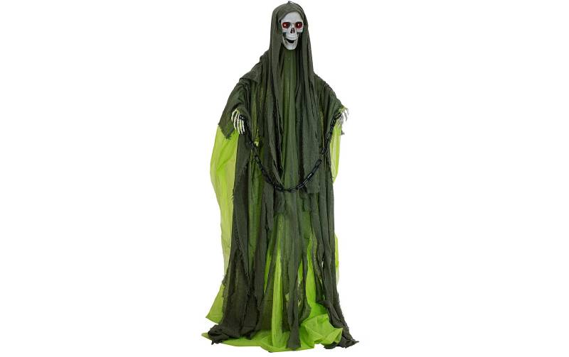 Europalms Halloween Figur Skelett mit grünem Umhang, animiert, 170cm von Europalms