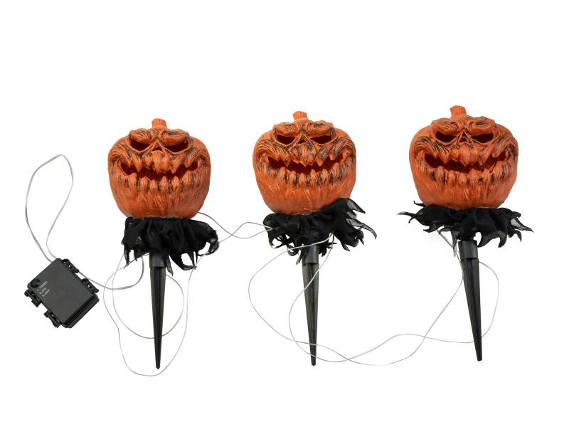 Europalms Halloween Kürbisse mit Erdspieß, 3er-Set, 39cm von Europalms