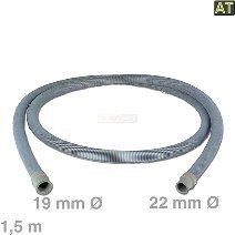 Ablaufschlauch gerade Waschmaschine Spülmaschine 1,5 m 19/22 Ø inkl Krümmer Whirlpool Bauknecht 481953028959 Ariston ARI019903 von Europart