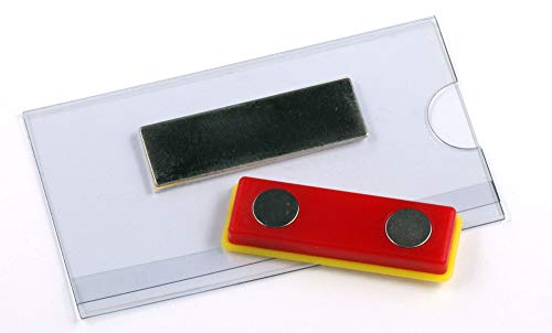 EUROPEL Kunststoff-Ausweishalter mit Magnetverschluss - Set zu 24 Stück - 75 x 40 mm - Ausweis- und Namensschildhalter - mit Magnet - mit Blanko-Einsteckschildern von Europel