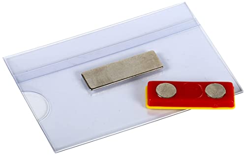 EUROPEL Kunststoff-Ausweishalter mit Magnetverschluss - Set zu 24 Stück - 90 x 55 mm - Ausweis- und Namensschildhalter - mit Magnet - mit Blanko-Einsteckschildern von Europel