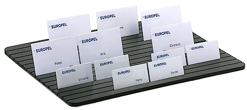 EUROPEL Aufstell-Verteilerplatte mit 15 Slots, für Namensschilder, 8 mm PVC-Schaum, Schwarz | Für 60 Schilder (95 x 60 mm) oder 75 Schilder (75 x 40 mm) | Tablettgröße 290 x 390 x 8 mm EUROPEL Aufstell-Verteilerplatte mit 15 Slots, für Namensschilder, 8 mm PVC-Schaum, Schwarz | Für 60 Schilder (95 x 60 mm) oder 75 Schilder (75 x 40 mm) | Tablettgröße 290 x 390 x 8 mm von Europel
