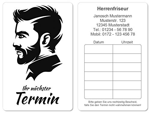 500 Terminkarten bedruckt mit Ihrer Adresse für Friseur Barbier - Kein Stempel notwendig - Inkl. Kartenspender 500 Terminkarten bedruckt mit Ihrer Adresse für Friseur Barbier - Kein Stempel notwendig - Inkl. Kartenspender von Europrint24