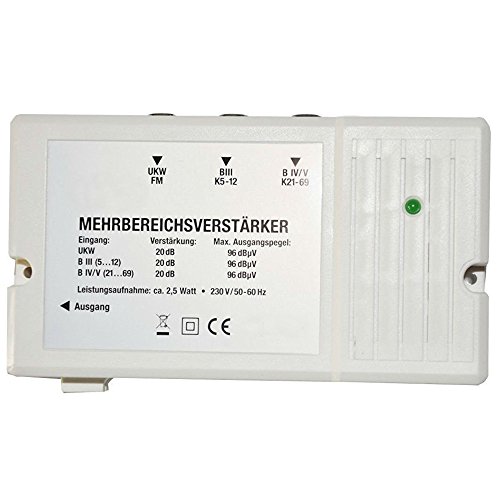 Eurosell DVBT DVBT2 DVBC Zubehör Fernseh Fernsehen Koax Verteiler F-Stecker/Verstärker (Mehrbereichsverstärker 20dB) … von Eurosell