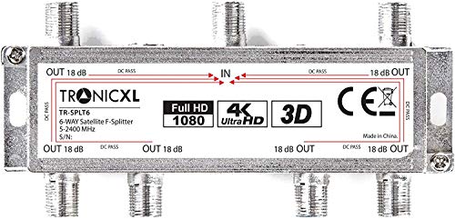 Eurosell - Digitaler 6-fach SAT Antennen Kabel TV BK Verteiler Splitter HDTV 6fach F Verteiler Fernsehen Fernseher Full HD Switch 6er sechser sechsfach Weiche Umschalter F-Stecker Stammleitungsverteiler von Eurosell