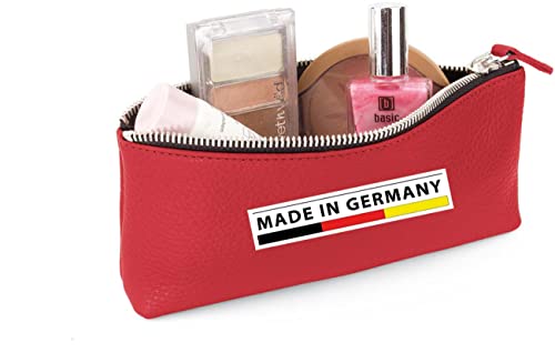 Handmade in Germany, Schlampermäppchen Leder Federmäppchen Leder rot mit Metallreißverschluss, erhältlich in 5 Farben excl. Marke EuroStyle von Eurostyle