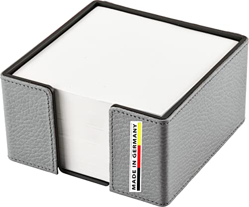 Handmade in Germany Notizzettelbox-Zettelbox Leder grau - weiches genarbtes Rindleder - erhältlich in 5 Farben von FIHA-Promotion von Eurostyle