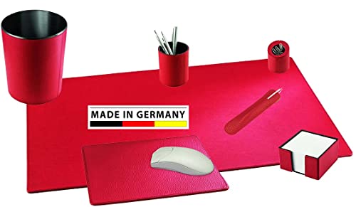 Handmade in Germany excl. Schreibtischset Leder 7-tlg. in rot, aus genarbtem Rindnappaleder erhältlich in 5 Farben excl. Marke EuroStyle von Eurostyle