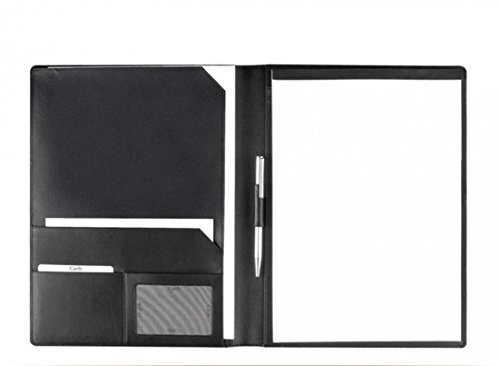 Schreibmappe A4 Rindleder schwarz – incl. Block – div. Fächer excl. Marke EuroStyle von Eurostyle