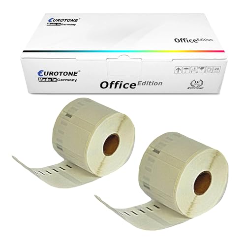 Eurotone 2X Rolle Etikett 99018 kompatibel für Dymo LabelWriter & Seiko Etikettendrucker (38mm x 190mm) (bis zu 110 Stück) Vielzweck-Etikett von Eurotone