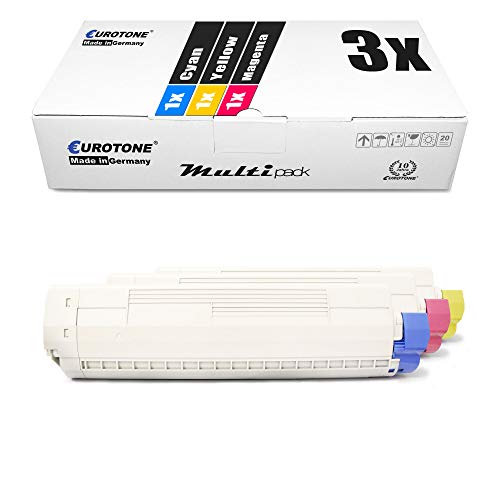 3X Eurotone Toner für Oki C822N C822 C822DN C822CDTN ersetzt 44844613-44844615 Color von Eurotone, kein OKI Original