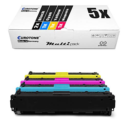 5X Müller Printware Toner kompatibel für Canon I-Sensys LBP 611 613 Cdw Cn, 045 / 045H BK CMY Set von Eurotone