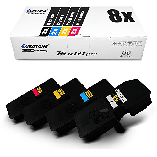 8X Eurotone Toner für Kyocera Ecosys P 5021 wie TK-5230 TK5230 Set Schwarz Blau Rot Gelb von Eurotone