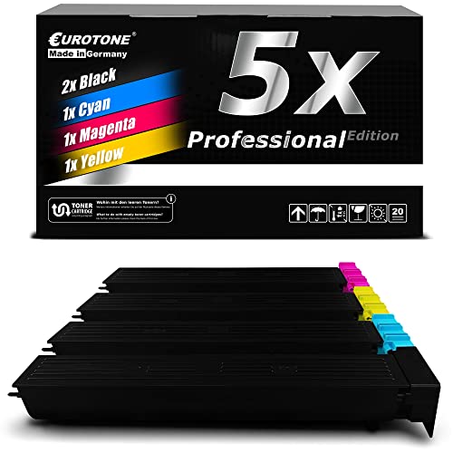 EuroPro Toner 5X kompatibel für Konica Minolta Bizhub C451 ersetzt TN-411K TN-611 TN411K TN611 Set von Eurotone