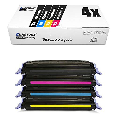 Eurotone 4X Toner Multipack kompatibel für HP Color Laserjet 1600 2600 2605 + cm 1015 1017 für Q6000A Black, Q6001A Cyan Q6002A Magenta Q6003A Yellow von Eurotone