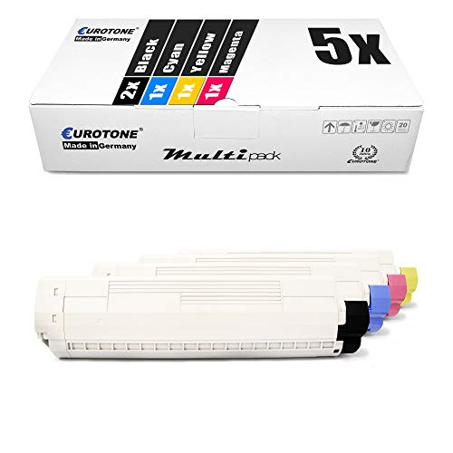 Eurotone 5X Toner für Oki MC 853 873 wie Set Black Cyan Magenta Yellow Druckerpatronen Patronen von Eurotone