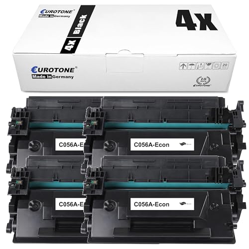 Eurotone Canon 056a 056 Kompatibler Toner für Canon 056 056L für I-Sensys LBP320 LBP325dn LBP325x MF540 MF542x MF543x LBP 325dn LBP 325x MF 542x MF 543x Drucker (4er Pack Schwarz) von Eurotone