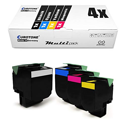 Eurotone Toner mit 50% mehr Leistung für CX310 CX410 CX510 kompatibel für Lexmark 802HK 802HC 802HY 802HM im Bundle von Eurotone