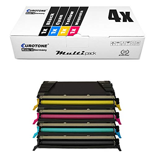 Eurotone Toner mit 50% mehr Leistung für Optra C 520 522 524 530 532 534 kompatibel für Lexmark 1x Black 1x Cyan 1x Yellow 1x Magenta im Bundle von Eurotone