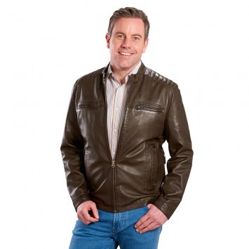 Modische Lederjacke, olive von Eurotops