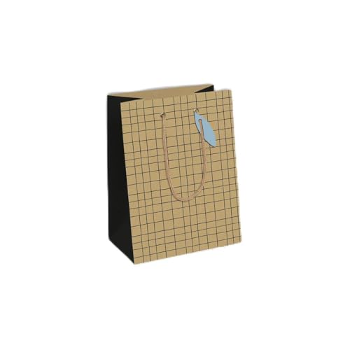 Clairefontaine 28794-3Cpack - Packung 6 Geschenktasche - Tüte Kraft, Format M (21,5x10,2x25,3 cm), Kollektion Minimalist, 210g, geeignet für Geschenke, Geo - Schwarz, 1 Pack von Eurowrap