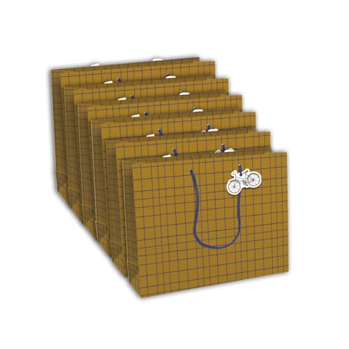 Clairefontaine 32433-6Cpack - Packung 6 Geschenktasche - Tüte Kraft, Format Shopping (37,3x11,8x27,5 cm), 210g, geeignet für voluminöse Geschenke, Fahrrad, 1 Pack von Eurowrap