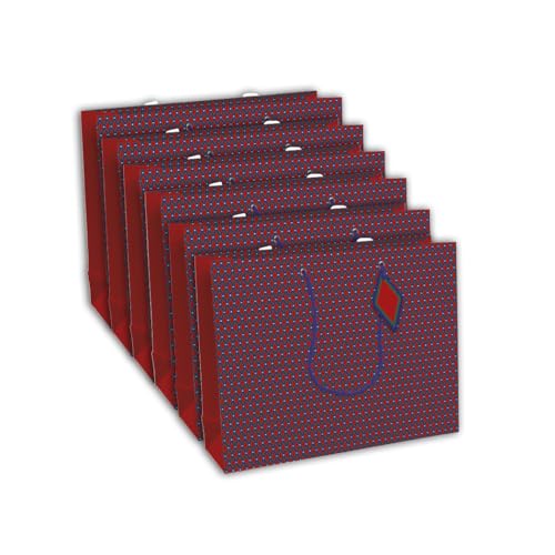 Clairefontaine 32481-6Cpack - Packung 6 Geschenktasche - Tüte Excellia, Format Shopping (37,3x11,8x27,5 cm), 210g, geeignet für voluminöse Geschenke, Rauten Blau, Rot und Grün, 1 Pack von Eurowrap