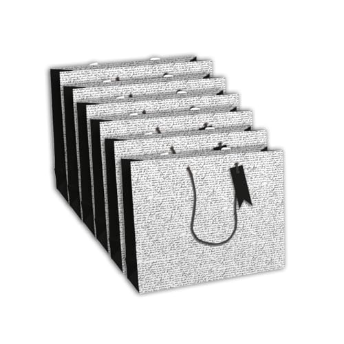 Clairefontaine 32493-6Cpack - Packung 6 Geschenktasche - Tüte Excellia, Format Shopping (37,3x11,8x27,5 cm), 210g, geeignet für voluminöse Geschenke, Baudelaire Schwarz und Weiß mit Handschrift, 1 Pack von Eurowrap