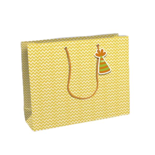 Clairefontaine 32499-6Cpack - Packung 6 Geschenktasche - Tüte Kraft, Format Shopping (37,3x11,8x27,5 cm), 210g, geeignet für voluminöse Geschenke, Safari Gelb - Weiß, 1 Pack von Eurowrap